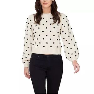 Cliché | Women's Pom Pom Puff Sleeve Sweater